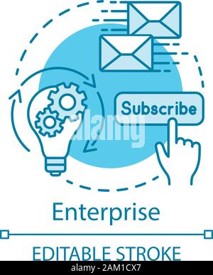 Enterprise Concept icône. Tarif Abonnement Email marketing idée fine ligne illustration. Base de données clients. Newsletter messages. Vector isolated outl Illustration de Vecteur