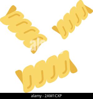 Design plat Gemelli ombre portée de l'icône de couleur. Les Fusilli bucati, riccioli. Des plats italiens traditionnels. Macaroni en spirale. Une cuisine méditerranéenne. La pâte sèche prod Illustration de Vecteur