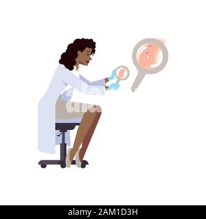 Femme dermatologue peau contrôle télévision vector illustration. Doctor examining patient professionnel personnage isolé sur fond blanc. L Illustration de Vecteur