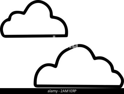 Deux nuages isolé sur fond blanc dans le style doodle. Vector illustration. Pour imprimer un livre à colorier, t shirt, coupe, enfant vêtements. Icône noire. Design Illustration de Vecteur