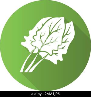 Design plat d'épinards ombre portée de l'icône de glyphe. En salade. L'usine de l'agriculture. Les feuilles. Ferme maraîchère. La nourriture végétarienne et végétalienne. Une alimentation saine. Illustration de Vecteur