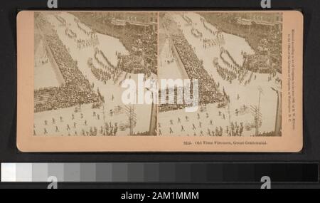 L'ancien temps les pompiers, Grand Centenaire offre une vue par C. Bierstadt, Anthony, William Rau et d'autres photographes et éditeurs. Une seule vue de l'ambassade du Japon visite a une vue de chien dans une cour avec une blanchisserie et une clôture en arrière-plan sur le verso qui est incluse dans le compte ci-dessus. Robert Dennis Collection de vues stéréoscopiques. Titre conçu par cataloger. Vues de défilés et fêtes de la ville de New York : parade pour le câble de l'Atlantique, du Jubilé Le 1 septembre, 1858 ; ambassade du Japon à New York, juin 1860, y compris les bateaux dans port avec drapeaux, escorte militaire, etc. ; Quatrième de juillet cel Banque D'Images