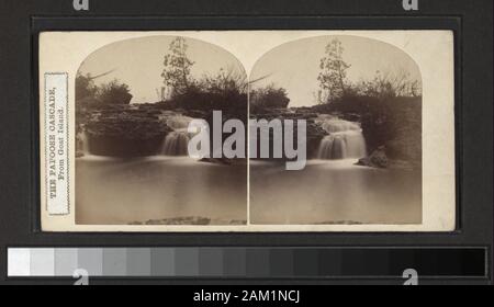 La Cascade de Papoose, Goat Island Début vues par un photographe non identifiée monté sur ivoire ; étiquettes blanches avec de l'or les frontières en zig-zag et le lettrage. Comprend deux vues colorés à la main. Robert Dennis Collection de vues stéréoscopiques. Vues des chutes du Niagara, y compris des chutes, les îles, le pont suspendu et Terrpin. tour ; La Cascade Papoose, à partir de l'île Goat. Banque D'Images