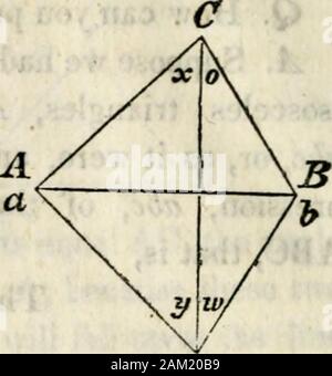 Une école primaire traité sur la géométrie : simplifié pour les débutants pas versé dans l'algèbre . oneanother, et l'angle d'un reste de la même façon, ce qui nous place-evet, l'ensemble des deux triangles, abc,et ABC, seront toujours coïncider, quand uponACC ebc est placé de telle manière qu'ac tombera sur AB et AC (abupon pour vous aurez toujours deux côtés et le anglewhich est inclus par eux dans l'un, égal à deux sidesand l'angle qui est inclus dans l'autre) ; par conséquent, l'angle en c doit être égal à l'angle au point B.et que l'angle en c'est que, comme il l'impressionof Averc, autre Banque D'Images