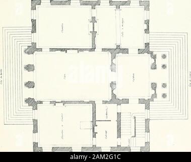 Une histoire de l'architecture française à partir de la mort de Mazarin jusqu'à la mort de Louis XV, 1661-1774 . [H-l/c. L'ÉLÉVATION ET PLAN DE MASSE DU CHATEAU dISSL HULLET, riERRF (p. J44) [1. FACE À c. 144 BULLET 145 Commander Soutenir un grenier story pour l'avant du corps. Malgré les licences ofcertain Blondel considéré comme un chef-d'Issi. En 1702 Bullet conçu une maison dans le nouveau PlaceVendome Crosat pour Antoine, un riche financier, et en 1707 l'housenext Crosats porte, pour son beau-fils, le Comte dEvreux. Il alsocarried dans l'hôtel de Saint Pol (vielle rue du Temple) altérations someimportant Banque D'Images