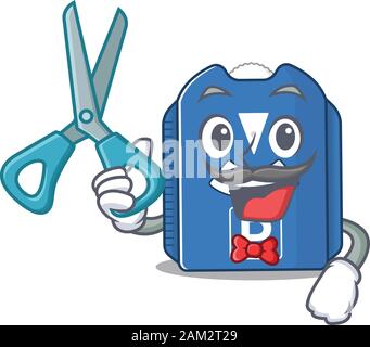 Smiley Drôle de barbier de stationnement disque dessin de personnage de dessin animé style Illustration de Vecteur