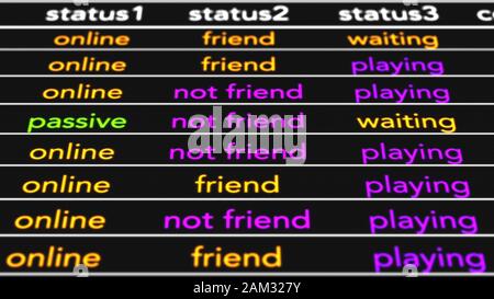 Jeu vidéo MultiPlayer Fiction Display Simulation Illustration L'écran montre les fonctionnalités multijoueur en ligne qui sont affichées sur la recherche et Banque D'Images