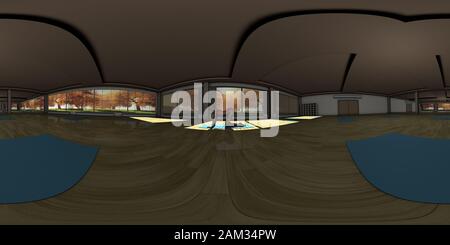 VR 360 jeune femme Faisant La Pose de vache dans Yoga Studio Illustration tridimensionnelle Banque D'Images