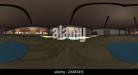 VR 360 jeune femme Faisant La Pose Fullboat dans Yoga Studio Illustration tridimensionnelle Banque D'Images