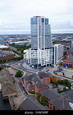 Bridgewater place, vue sur les jardins de Candle House sur le toit Banque D'Images