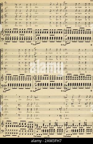 Armide, tragedie lyrique, actes 5 . *Je sopranos. CONTRALTOS. mour, sors pour ja 9 mais, J J J ^ H. Cet ténors. Un   mour, sors pour ja 9 mais, contrebasses. mour, sors pour ja 9 j r r mour, sors pour ]une èèUuum. m ±10 j 10. 5é m i =Î J  = J 0 • iiiliii J  % Ped. Éd. #  19141. tt. ÏS7D •///. 152 Banque D'Images