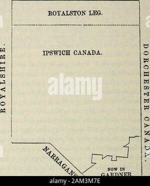 Histoire de la ville de Upper Winchendon (Comté de Worcester, Mass.) : à partir de la subvention d'Ipswich Canada, en 1735, à l'heure actuelle, du sud degrés .* six milles onRoyalshire ligne. La limite nord a Royalston, (alors calledRoyalshire.) Ce fait singulier est comptabilisée de la façon suivante.Après le canton est situé à, quand la ligne a été exécuté entre Massa-chusetts et le New Hampshire, il a été constaté qu'une bande de terrain abouta mile de large, toute la longueur de la ville, qui était formerlysupposed d'appartenir à la dernière colonie, était en fait, au sud de la ligne.Pour une raison inconnue, cette bande a été Banque D'Images