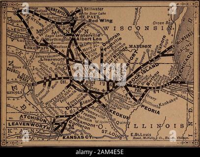 L'Indianapolis (Polk Comté de Marion, Ind.) city directory, 1887 . Qui se connaît PAS AVEC LA GÉOGRAPHIE DE CE PAYS, WILLSEE EN EXAMINANT CETTE CARTE, QUE LES. CHICAGO, ROCK ISLAND & PACIFIQUE Uy raison de sa position centrale, proche de lignes principales est de Chicagoand continuons à lignes de points terminaux, de l'ouest-nord-ouest et sud-ouest est la seule vrai milieu-link dans ce système transcontinental qui invite et facil-itates et voyage dans les deux sens de circulation entre l'Atlantique et du Pacifique. La ligne principale de Rock Island et les branches : Chicago, Joliet, Ottawa, LaSalle, Peori Banque D'Images