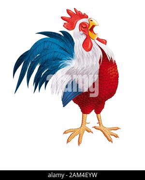 Illustration réaliste française Rooster Hen Banque D'Images