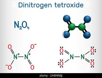 Le tétroxyde de diazote , N2O4 molécule. Formule chimique structurale et molécule modèle. Vector illustration Illustration de Vecteur