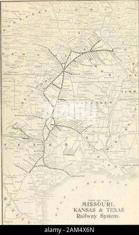 Le commercial et financier chronicle . kilométrage exploité .3 353 $ acquis en juin 1910 3 964 600 4 000 000 $ de l'encours de Texas 100..à Waco, Texas, rotin 267 milles. En janvier 1911 il a été proposé à l'autorité applyfor de louer ou d'acheter la route et assumer sa dette. C. 91,p. 799. Voir des obligations ci-après. Organisation. &C-Reorg. En 1890 sans la forclusion. V.49.p.719 en octobre 1909 un grand intérêt avait été acquis par Edwin Hawley, B. F. de Cowboys Fringants/16 le Rock Island Co. et Speyer & Co. c. 89, p. 993. Concession de terre.-land grant dans l'ancien territoire indien (maintenant Okla-homa), 3 110 400 hectares, sous réserve de l'Indian t Banque D'Images