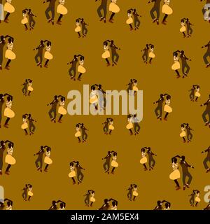 Retro seamless pattern avec jazz danse peuple ethnique. Couple d'amoureux. L'homme afro. Cartoon Vector illustration. Swing danse Textile imprimer. Background Illustration de Vecteur