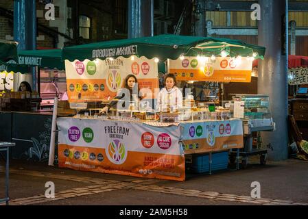 Sans aliments de santé stallent dans Borough Market, Southwalk, Londres Banque D'Images