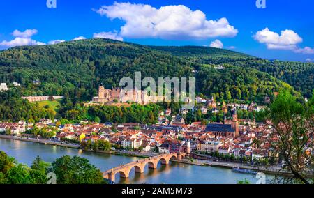 Sites touristiques de l'Allemagne, impressionnante vieille ville d'Heidelberg. Banque D'Images