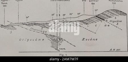 Archives des sciences physiques et naturelles . Arch. des Se. ph. et nat., mai-juin 1919. Pl. 111. NE Rypnfc Kypne Homotôwka-- Moulin d'HomotowK sw.A7J5. Rypne-Homotôwka profil spécial de : 15,000 1. Duba Kypne Radowa Perehmsko &J SE Banque D'Images