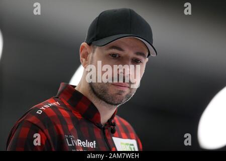 10 Jan 2020, London, Ontario Canada et la Western Fair Sports Complex. Après 8 nulles Team Europe conduit l'Équipe Canada 17,5 -6,5 dans la Coupe Continentale 2020. Équipe Canada John Epping, de Toronto (Ontario) fait partie de l'équipe de panne / Luc Durda/Alamy live news. Banque D'Images