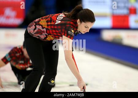 10 Jan 2020, London, Ontario Canada et la Western Fair Sports Complex. Après 8 nulles Team Europe conduit l'Équipe Canada 17,5 -6,5 dans la Coupe Continentale 2020. Équipe Canada Lisa Weagle d'Ottawa (Ontario) fait partie de l'équipe Homan Luc Durda/Alamy live news. Banque D'Images