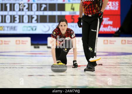 10 Jan 2020, London, Ontario Canada et la Western Fair Sports Complex. Après 8 nulles Team Europe conduit l'Équipe Canada 17,5 -6,5 dans la Coupe Continentale 2020. Équipe Canada Lisa Weagle d'Ottawa (Ontario) fait partie de l'équipe Homan Luc Durda/Alamy live news. Banque D'Images