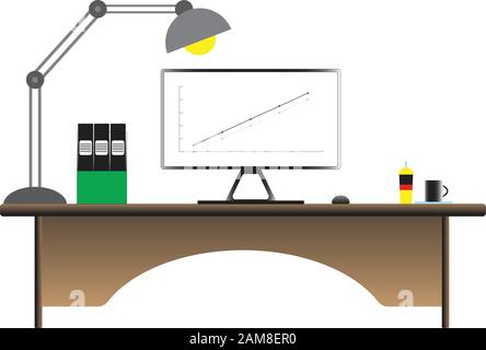 Illustration Vectorielle D'Art De La Gamme Business Office Desk Banque D'Images