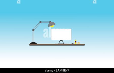 Illustration Vectorielle D'Art De La Gamme Business Office Desk Banque D'Images