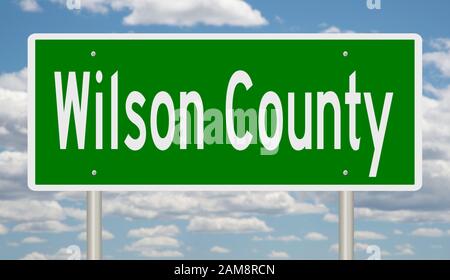 D'un rendu 3d vert panneau routier pour Wilson County Banque D'Images