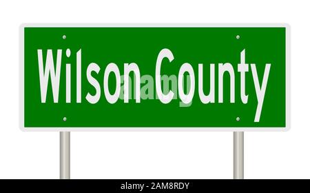D'un rendu 3d vert panneau routier pour Wilson County Banque D'Images