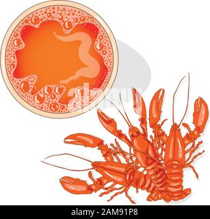 Verre de bière avec homards illustration vectorielle isolée sur blanc Illustration de Vecteur