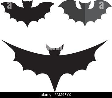 Drôle halloween vampire mystère vector silhouettes. Les chauves-souris spooky sombre isolé monstres fond blanc. Illustration de Vecteur
