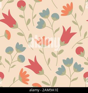 Modèle transparent avec des fleurs sauvages dans des couleurs pastel. Floral background d'été. Illustration vecteur EPS10 Illustration de Vecteur