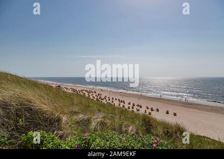 Sylt - Vue Panoramique Depuis Dunes À La Plage De Wenningstedt, Schleswig-Holstein, Allemagne, 05.06.2018 Banque D'Images