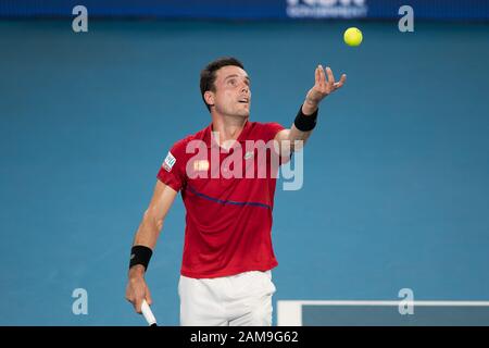 Sydney, Australie. 12 janvier 2020. Roberto Bautista Agut d'Espagne sert pendant la finale de la coupe ATP 2020 à la Ken Rosewall Arena, Sydney, Australie, le 12 janvier 2020. Photo De Peter Dovgan. Crédit: Uk Sports Pics Ltd/Alay Live News Banque D'Images