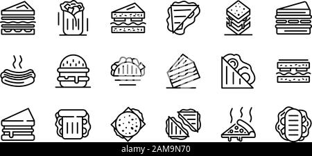 Ensemble d'icônes de la barre sandwich, style de contour Illustration de Vecteur