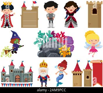 Ensemble d'objets isolés contes thème illustration Illustration de Vecteur