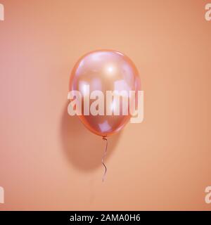 Ballon rose flottant sur fond rose. Concept de vacances. illustration du rendu 3d Banque D'Images