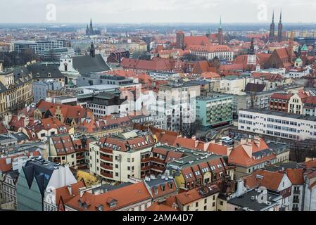 Vue panoramique de l'église Garrison dans la vieille ville de Wroclaw, Pologne Banque D'Images