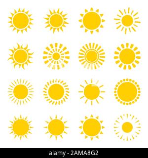 Icônes sun set. Télévision shining collection de symboles. Logos de jour Illustration de Vecteur