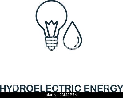 Icône énergie hydroélectrique de la collecte d'énergie propre. Elément de ligne simple symbole énergie hydroélectrique pour les modèles, la conception de sites Web et les infographies. Illustration de Vecteur