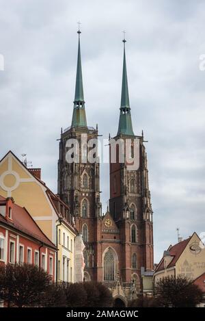 Cathédrale Saint Jean-Baptiste à Ostrow Tumski, partie la plus ancienne de la ville de Wroclaw, région de Silésie en Pologne Banque D'Images