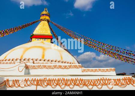 Le stupa bouddhiste à Bodnath / Boudhanath à Katmandou, au Népal Banque D'Images