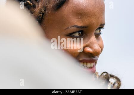 Portrait de joli étudiant éthiopien, lac Tana, Ethiopie Banque D'Images