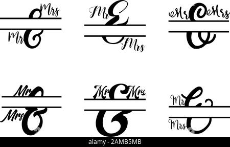 Ensemble de vecteurs initiaux de lettre divisée MR et MRS monogramme Illustration de Vecteur