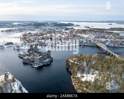 Printemps Vue aérienne de Savonlinna, Finlande Banque D'Images