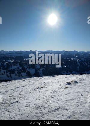 Panorama d'hiver sur la montagne Hochgrat en Bavière Banque D'Images