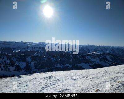 Panorama d'hiver sur la montagne Hochgrat en Bavière Banque D'Images