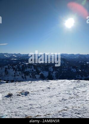 Panorama d'hiver sur la montagne Hochgrat en Bavière Banque D'Images